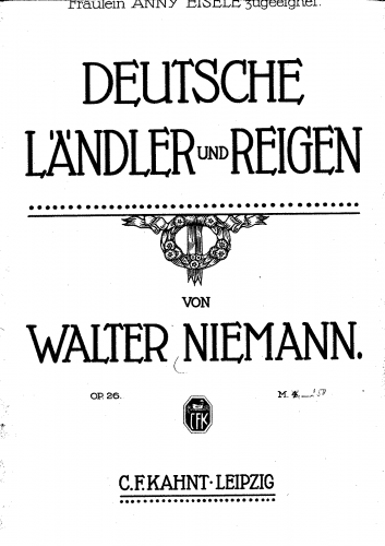 Niemann - German Country Dances, Op. 26 - Score