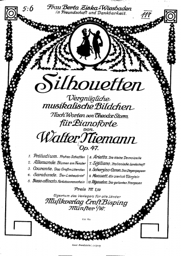 Niemann - Silhouettes, Op. 47 - Score