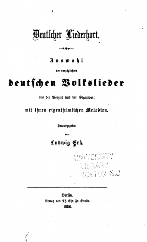 Folk Songs - Deutscher Liederhort - Score