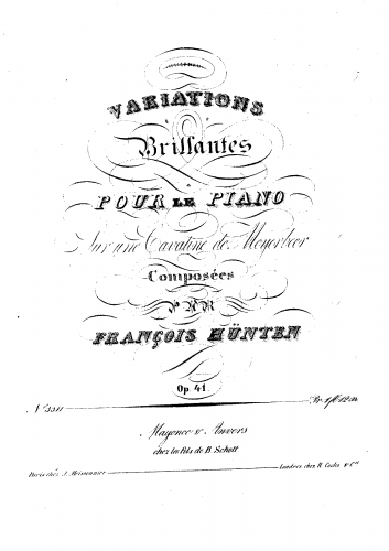 Hünten - Variations brillantes sur une cavatine de Meyerbeer - Score