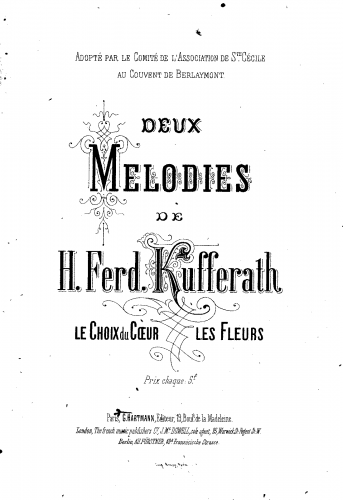 Kufferath - 2 Melodies - No. 1 - Le Choix du Cur