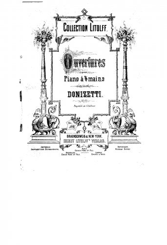 Donizetti - Belisario - Overture For Piano 4 hands - Score