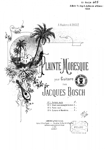 Bosch - Plainte Moresque, Op. 85 - Score