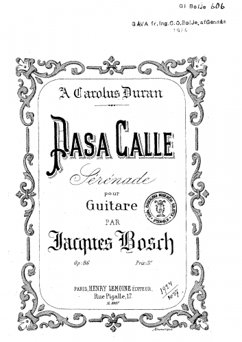 Bosch - Pasa Calle - Scores - Score