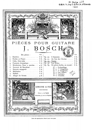 Bosch - Venise, Op. 92 - Score