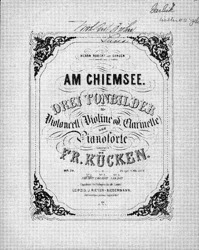 Kücken - Am Chiemsee - Scores and Parts No. 1. Sommerabend - Piano score, Cello part