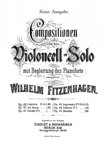 Fitzenhagen - Capriccio, Op. 40 - Piano score and Cello part
