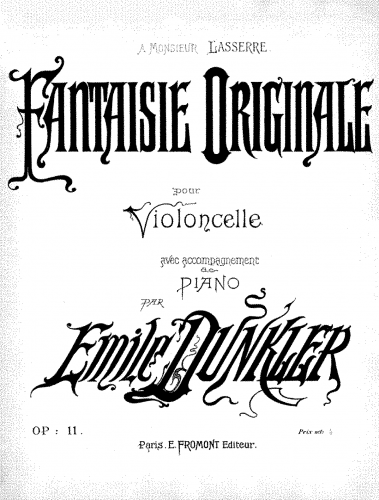 Dunkler - Fantasie Originale, Op. 11 - Cello part