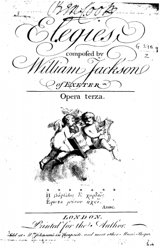 Jackson - Elegies composed by William Jackson of Exeter - Score