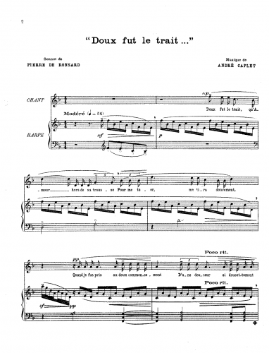 Caplet - Sonnet de Pierre de Ronsard - Score
