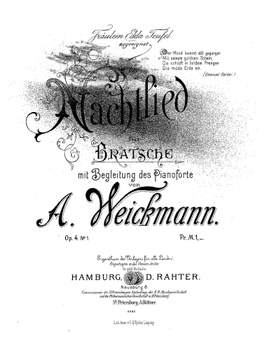 Weickmann - Nachtlied und Wiegenlied, Op. 4 - Viola and Piano score, Viola part