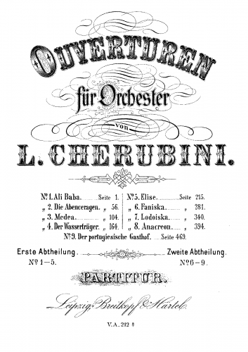 Cherubini - Ali-Baba, ou Les quarante voleurs - Overture - Score