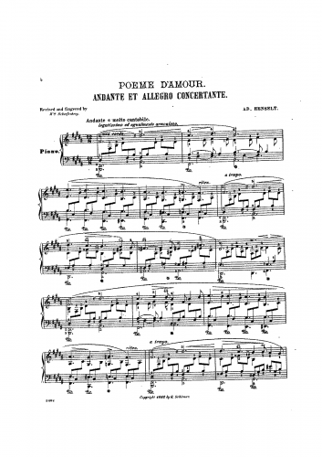 Henselt - Poème d'amour, Op. 3 - Score