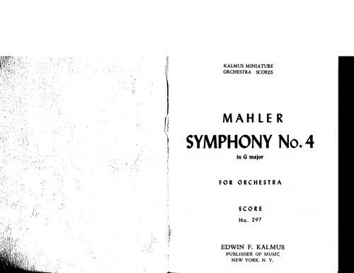 Mahler - Symphony No. 4 - Complete Orchestral Score