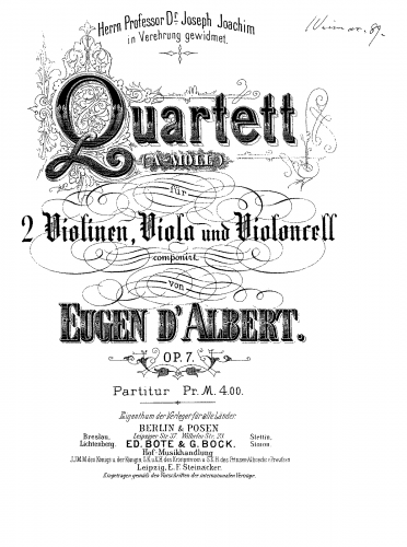 Albert - String Quartet No. 1 - Score