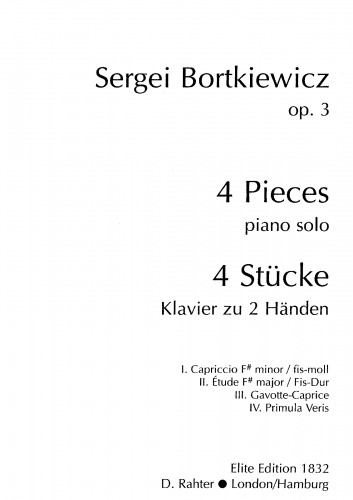 Bortkiewicz - 4 Pieces for Piano, Op. 3 - Score