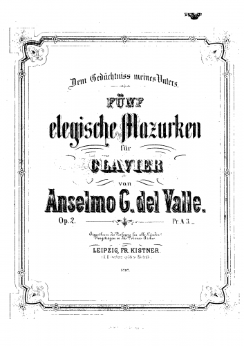 González del Valle - 5 Elegische Mazurken - Score