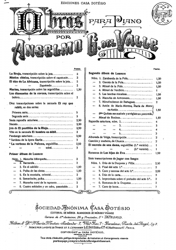 González del Valle - Primer álbum de Luanco - Score