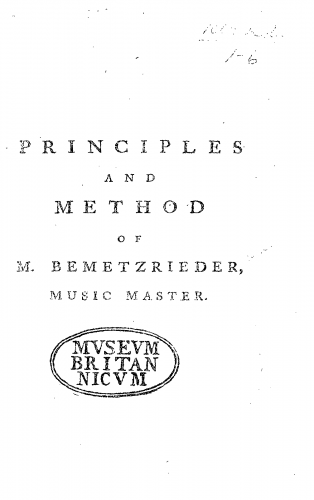 Bemetzrieder - Précis dune nouvelle méthode pour enseigner la musique - Complete book