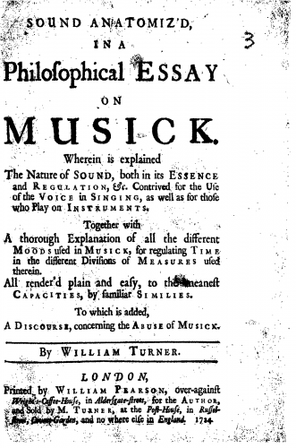Turner - Sound Anatomizd in A Philosophical Essay on Musick - Complete book