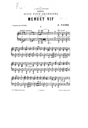 Pierné - Suite d'orchestre No. 1, Op. 11 - For Piano solo (Pierné) - Score
