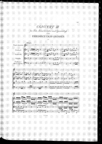 Frederick II - Flute Concerto No. 3 in C major - Score