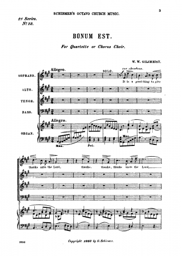 Gilchrist - Bonum Est, Schleifer 49 - Score