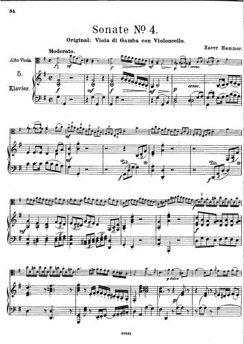 Hammer - Gamba Sonata No. 4 in G major - For Viola and Piano (Meyer)