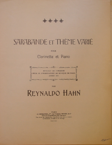 Hahn - Sarabande et thème varié