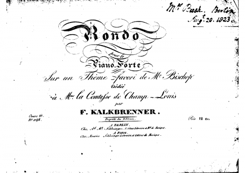 Kalkbrenner - Rondo, Op. 65 - Partial Score