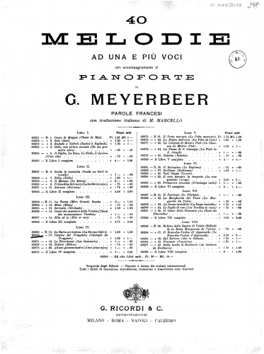 Meyerbeer - Cantique du trappiste - Score