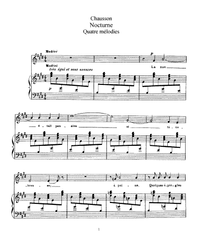 Chausson - 4 Mélodies - Voice and Piano - Score