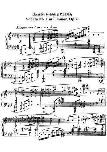 Scriabin - Piano Sonata No. 1 - Score