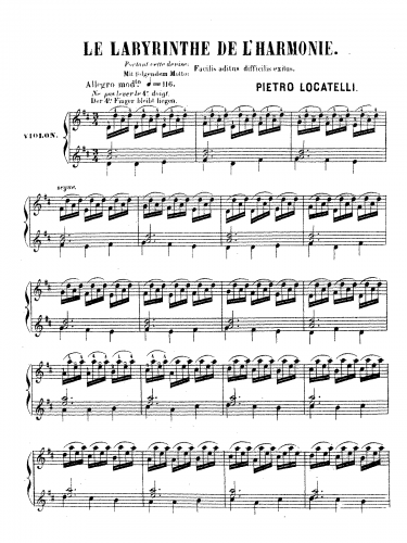 Locatelli - L'Arte del Violino - Concerto No. 12 'Il Laberinto Armonico' - Capriccio For Violin Solo (Alard) - Score