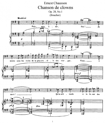 Chausson - Chansons de Shakespeare - Vocal Score - Nos.1-3