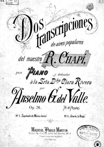 González del Valle - 2 Transcripciones de aires populares - Score
