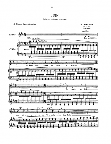 Koechlin - 3 Mélodies, Op. 15 - Score