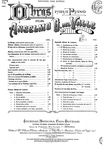 González del Valle - Segundo álbum de Luanco - Score