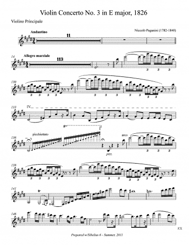 Paganini - Violin Concerto No. 3 - Violin solo