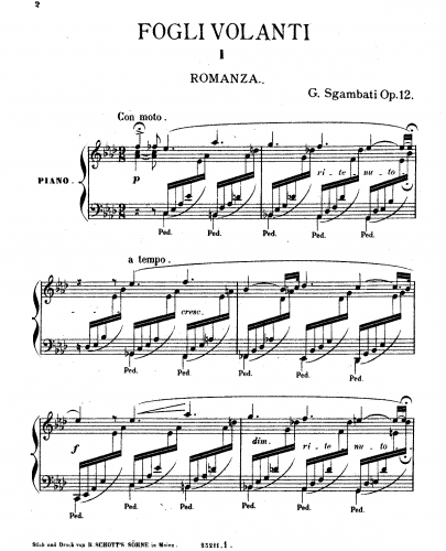 Sgambati - Fogli Volanti, Op. 8 - Score