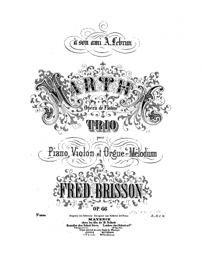 Flotow - Martha - Selections For Violin, Harmonium and Piano (Brisson) - Piano score