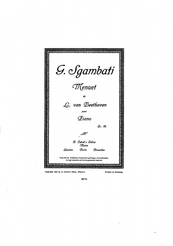 Sgambati - Menuet de L. van Beethoven - Score