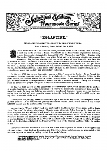 Scharwenka - Eglantine Waltz, Op. 84 - Score