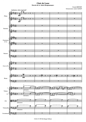 Debussy - Suite Bergamasque - Clair de lune (No. 3) For Orchestra (Caplet) - Full Score