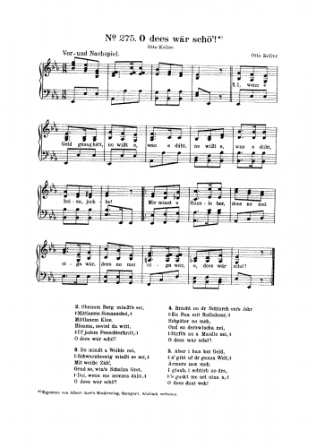 Keller - O dees wär schö - Piano Score