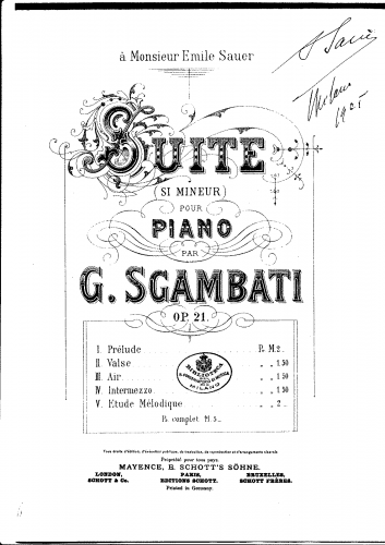 Sgambati - Suite in b minor, Op. 21 - Score
