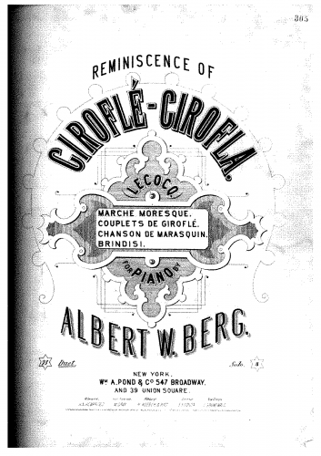 Berg - Reminiscence of 'Giroflé-Girofla' - Score