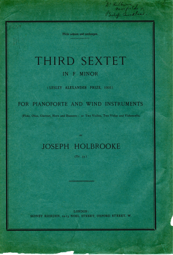 Holbrooke - Sextet [No. 2] in F minor, Op. 33 - Score