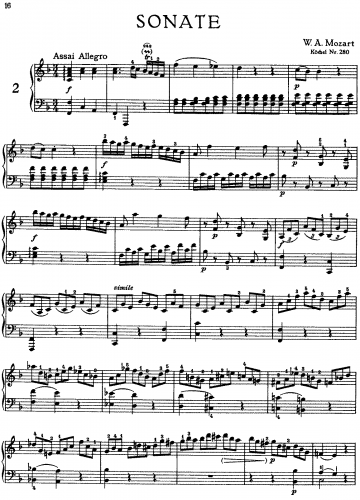 Mozart - Piano Sonata No. 2 - Score