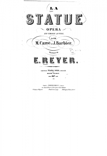 Reyer - La statue - For Piano solo (Salomon) - Score